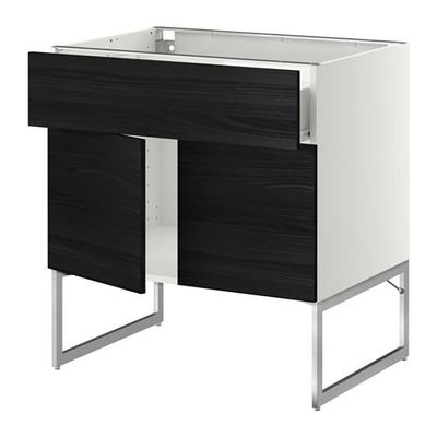 МЕТОД / ФОРВАРА Напол шкаф/полки/ящик/2двери - Тингсрид под дерево черный, белый МЕТОД / ФОРВАРА Напол шкаф/полки/ящик/2двери - Тингсрид под дерево черный, белый