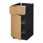 МЕТОД / МАКСИМЕРА Напольн шкаф с пров корз/ящ/дверью - под дерево черный, Экестад дуб, 40x60 см