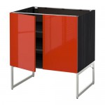 МЕТОД Напол шкаф с полками/2двери - под дерево черный, Ерста глянцевый оранжевый, 80x60x60 см МЕТОД Напол шкаф с полками/2двери - под дерево черный, Ерста глянцевый оранжевый, 80x60x60 см