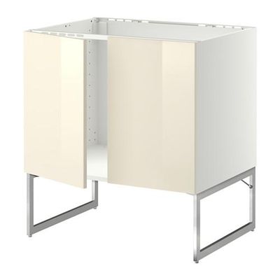 МЕТОД Напольн шкаф д раковины+2 двери - Рингульт глянцевый кремовый,