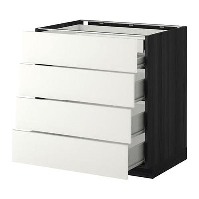 МЕТОД / ФОРВАРА Нплн шк 4фрнт/2нзк/3срд ящ - 80x60 см, Хэггеби белый, под дерево черный МЕТОД / ФОРВАРА Нплн шк 4фрнт/2нзк/3срд ящ - 80x60 см, Хэггеби белый, под дерево черный