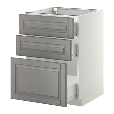 МЕТОД / ФОРВАРА Напольный шкаф с 3 ящиками - 60x60 см, Будбин серый, белый МЕТОД / ФОРВАРА Напольный шкаф с 3 ящиками - 60x60 см, Будбин серый, белый