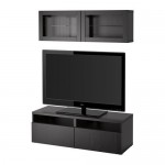 БЕСТО Шкаф для ТВ, комбин/стеклян дверцы - Лаппвикен/Синдвик черно-коричневый прозрачное стекло, направляющие ящика,нажимные БЕСТО Шкаф для ТВ, комбин/стеклян дверцы - Лаппвикен/Синдвик черно-коричневый прозрачное стекло, направляющие ящика,нажимные