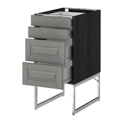 МЕТОД / ФОРВАРА Нплн шк 4 фронт/2 низк/2средн ящ - 40x60x60 см, Будбин серый, под дерево черный МЕТОД / ФОРВАРА Нплн шк 4 фронт/2 низк/2средн ящ - 40x60x60 см, Будбин серый, под дерево черный