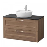 ГОДМОРГОН/АЛДЕРН / ТОРНВИКЕН Шкаф п-раковину/столешн45/раковина - черный под камень, под грецкий орех