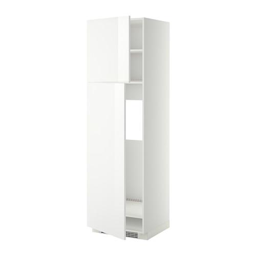 МЕТОД Высокий шкаф д/холодильника/2дверцы - белый, Рингульт глянцевый белый, 60x60x200 см