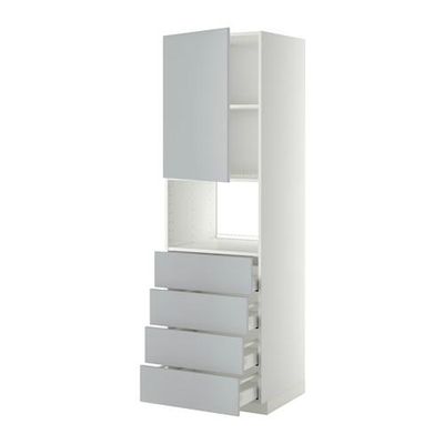 МЕТОД / МАКСИМЕРА Высок шкаф д/духовки/дверца/4ящика - 60x60x200 см, Веддинге серый, белый МЕТОД / МАКСИМЕРА Высок шкаф д/духовки/дверца/4ящика - 60x60x200 см, Веддинге серый, белый