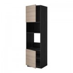 МЕТОД Выс шкаф д/духовки/СВЧ/2 дв/полки - 60x60x220 см, Брокхульт под грецкий орех светло-серый, под дерево черный МЕТОД Выс шкаф д/духовки/СВЧ/2 дв/полки - 60x60x220 см, Брокхульт под грецкий орех светло-серый, под дерево черный