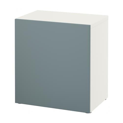БЕСТО Стеллаж с дверью - белый/Вальвикен серо-бирюзовый БЕСТО Стеллаж с дверью - белый/Вальвикен серо-бирюзовый
