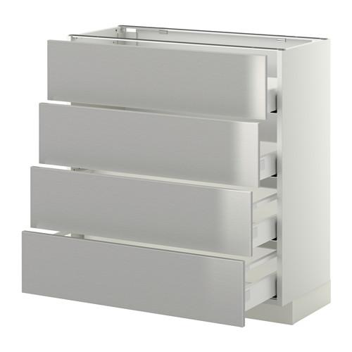 METOD напольн шкаф 4 фронт панели/4 ящика цвет алюминия