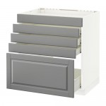 МЕТОД / ФОРВАРА Напольн шк д/вар панели/5фасад/4ящ - 80x60 см, Будбин серый, белый