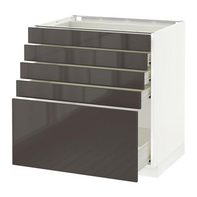 МЕТОД / ФОРВАРА Напольный шкаф с 5 ящиками - 80x60 см, Рингульт глянцевый серый, белый МЕТОД / ФОРВАРА Напольный шкаф с 5 ящиками - 80x60 см, Рингульт глянцевый серый, белый