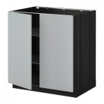 МЕТОД Напол шкаф с полками/2двери - 80x60 см, Веддинге серый, под дерево черный