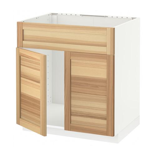 МЕТОД Напольн шкаф п-мойку 2 двр/фрн пнл - белый, Торхэмн естественный ясень МЕТОД Напольн шкаф п-мойку 2 двр/фрн пнл - белый, Торхэмн естественный ясень