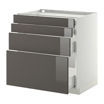 МЕТОД / ФОРВАРА Напольн шкаф 4 фронт панели/4 ящика - 80x60 см, Рингульт глянцевый серый, белый МЕТОД / ФОРВАРА Напольн шкаф 4 фронт панели/4 ящика - 80x60 см, Рингульт глянцевый серый, белый