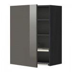 МЕТОД Шкаф навесной с сушкой - 60x80 см, Рингульт глянцевый серый, под дерево черный