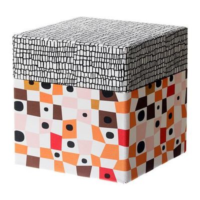 КВИТТРА Коробка с крышкой - оранжевый/коричневый, 15x15x15 см
