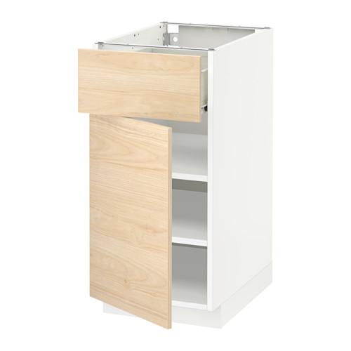 МЕТОД / ФОРВАРА Напольный шкаф с ящиком/дверью - белый, Аскерсунд под светлый ясень, 40x60 см