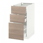 МЕТОД / МАКСИМЕРА Напольный шкаф с 3 ящиками - 40x60 см, Брокхульт под грецкий орех светло-серый, белый МЕТОД / МАКСИМЕРА Напольный шкаф с 3 ящиками - 40x60 см, Брокхульт под грецкий орех светло-серый, белый