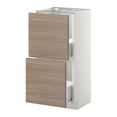 МЕТОД / ФОРВАРА Напольный шкаф с 2 ящиками - 40x37 см, Брокхульт под грецкий орех светло-серый, белый МЕТОД / ФОРВАРА Напольный шкаф с 2 ящиками - 40x37 см, Брокхульт под грецкий орех светло-серый, белый
