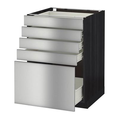МЕТОД / ФОРВАРА Напольный шкаф с 5 ящиками - 60x60 см, Гревста нержавеющ сталь, под дерево черный МЕТОД / ФОРВАРА Напольный шкаф с 5 ящиками - 60x60 см, Гревста нержавеющ сталь, под дерево черный