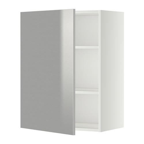 METOD шкаф навесной с полкой белый/Гревста нержавеющ сталь 60x38.8x80 cm