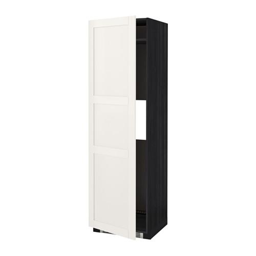 METOD выс шкаф д/холод или мороз, с дверц черный/Сэведаль белый 60x60x200 см