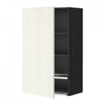 МЕТОД Шкаф навесной с сушкой - 60x100 см, Росдаль белый ясень, под дерево черный