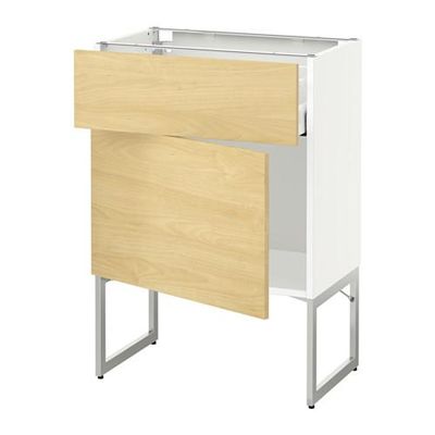 МЕТОД / МАКСИМЕРА Напольный шкаф с ящиком/дверью - 60x37x60 см, Тингсрид под березу, белый