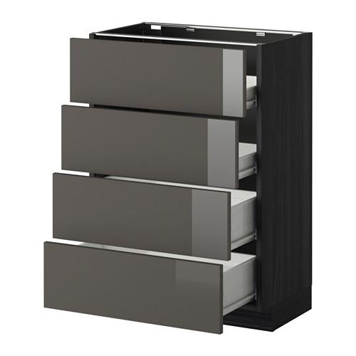 МЕТОД / ФОРВАРА Напольн шкаф 4 фронт панели/4 ящика - под дерево черный, Рингульт глянцевый серый, 60x37 см МЕТОД / ФОРВАРА Напольн шкаф 4 фронт панели/4 ящика - под дерево черный, Рингульт глянцевый серый, 60x37 см