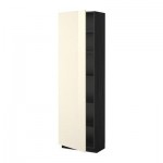 МЕТОД Высок шкаф с полками - 60x37x200 см, Рингульт глянцевый кремовый, под дерево черный МЕТОД Высок шкаф с полками - 60x37x200 см, Рингульт глянцевый кремовый, под дерево черный