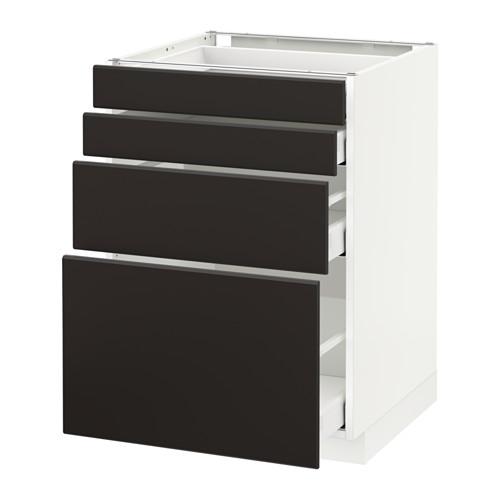 МЕТОД / МАКСИМЕРА Напольн шкаф 4 фронт панели/4 ящика - белый, Кунгсбакка антрацит, 60x60 см МЕТОД / МАКСИМЕРА Напольн шкаф 4 фронт панели/4 ящика - белый, Кунгсбакка антрацит, 60x60 см