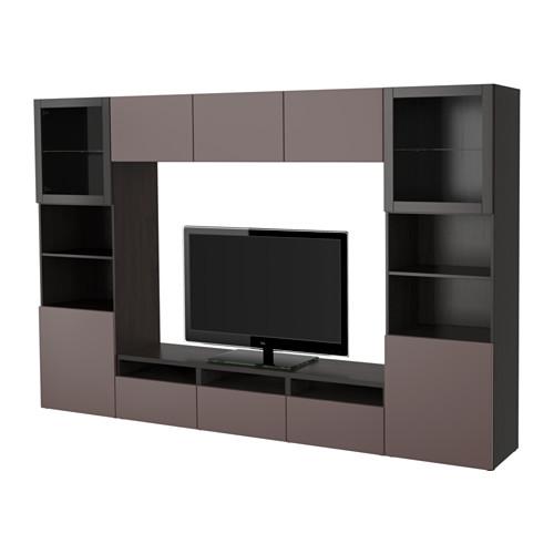 БЕСТО Шкаф для ТВ, комбин/стеклян дверцы - черно-коричневый/Вальвикен темно-коричневый, прозрачное стекло, направляющие ящика, плавно закр БЕСТО Шкаф для ТВ, комбин/стеклян дверцы - черно-коричневый/Вальвикен темно-коричневый, прозрачное стекло, направляющие ящика, плавно закр