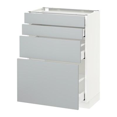 МЕТОД / МАКСИМЕРА Напольн шкаф 4 фронт панели/4 ящика - 60x37 см, Веддинге серый, белый МЕТОД / МАКСИМЕРА Напольн шкаф 4 фронт панели/4 ящика - 60x37 см, Веддинге серый, белый