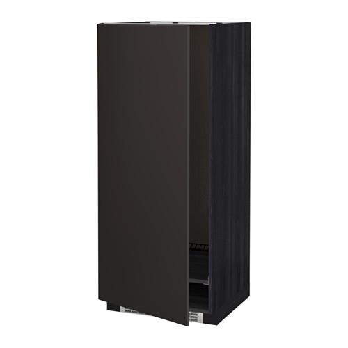 МЕТОД Высок шкаф д холодильн/мороз - под дерево черный, Кунгсбакка антрацит, 60x60x140 см