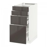 МЕТОД / МАКСИМЕРА Напольн шкаф 4 фронт панели/4 ящика - 40x60 см, Рингульт глянцевый серый, белый МЕТОД / МАКСИМЕРА Напольн шкаф 4 фронт панели/4 ящика - 40x60 см, Рингульт глянцевый серый, белый