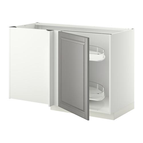 МЕТОД Угловой напол шкаф с выдвижн секц - белый, Будбин серый