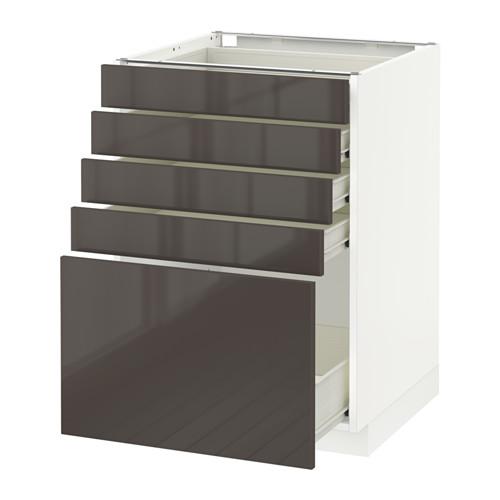 МЕТОД / ФОРВАРА Напольный шкаф с 5 ящиками - 60x60 см, Рингульт глянцевый серый, белый МЕТОД / ФОРВАРА Напольный шкаф с 5 ящиками - 60x60 см, Рингульт глянцевый серый, белый