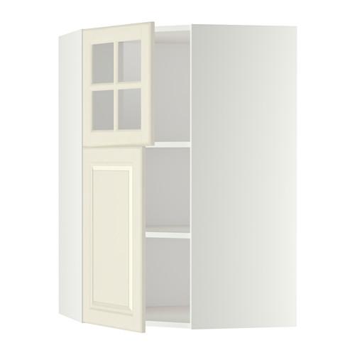 METOD угл навесн шкаф+полки/1дв/1 стек дв белый/Будбин белый с оттенком 68x100 см