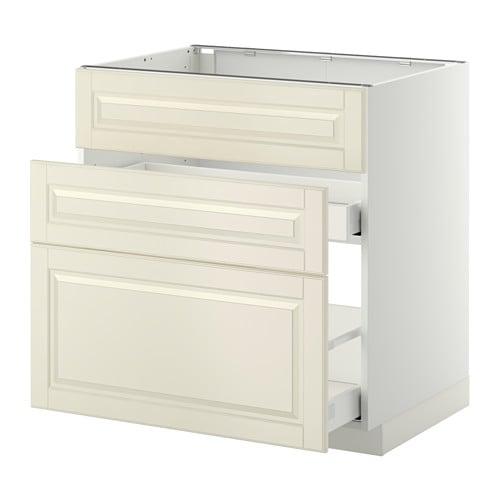 МЕТОД / МАКСИМЕРА Напольн шк п-мойку+3фрнт пнл/2ящ - белый, Будбин белый с оттенком, 80x60 см