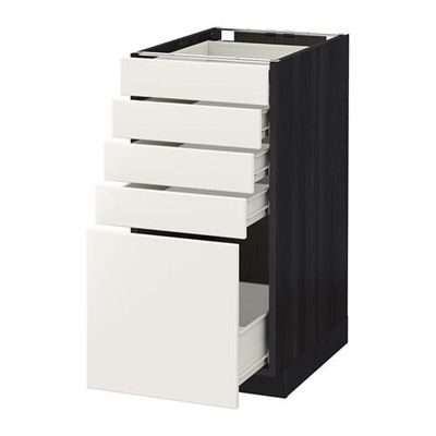 МЕТОД / ФОРВАРА Напольный шкаф с 5 ящиками - 40x60 см, Веддинге белый, под дерево черный МЕТОД / ФОРВАРА Напольный шкаф с 5 ящиками - 40x60 см, Веддинге белый, под дерево черный