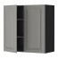 METOD навесной шкаф с полками/2дверцы черный/Будбин серый