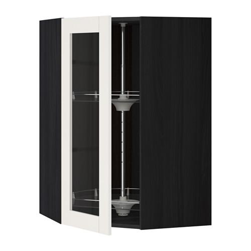 МЕТОД Углов навесн шк с врщ скц/сткл дв - под дерево черный, Сэведаль белый, 68x100 см МЕТОД Углов навесн шк с врщ скц/сткл дв - под дерево черный, Сэведаль белый, 68x100 см