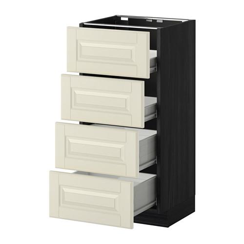 МЕТОД / ФОРВАРА Напольн шкаф 4 фронт панели/4 ящика - под дерево черный, Будбин белый с оттенком, 40x37 см