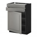 МЕТОД / МАКСИМЕРА Напольный шкаф с дверцей/2 ящиками - под дерево черный, Будбин серый, 60x37 см