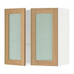 МЕТОД Навесной шкаф с полками/2 стекл дв - белый, Экестад дуб, 60x60 см МЕТОД Навесной шкаф с полками/2 стекл дв - белый, Экестад дуб, 60x60 см