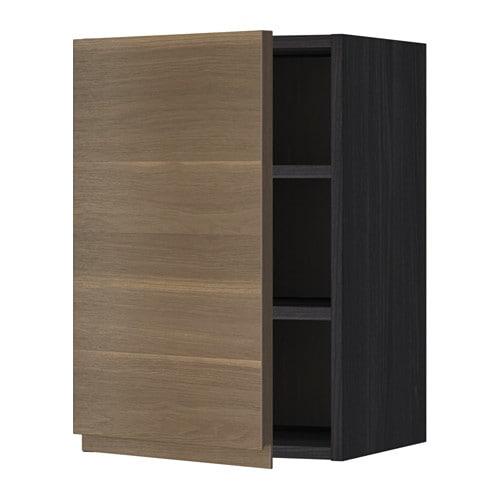 МЕТОД Шкаф навесной с полкой - под дерево черный, Воксторп под грецкий орех, 40x60 см МЕТОД Шкаф навесной с полкой - под дерево черный, Воксторп под грецкий орех, 40x60 см