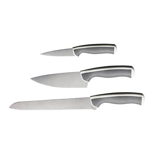 ÄNDLIG набор ножей,3 штуки светло-серый/белый