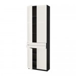 МЕТОД / МАКСИМЕРА Высокий шкаф+полки/2 ящика/4 дверцы - под дерево черный, Сэведаль белый МЕТОД / МАКСИМЕРА Высокий шкаф+полки/2 ящика/4 дверцы - под дерево черный, Сэведаль белый