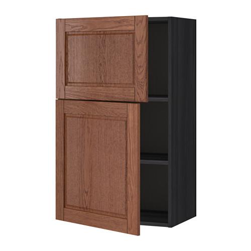 МЕТОД Навесной шкаф с полками/2дверцы - под дерево черный, Филипстад коричневый